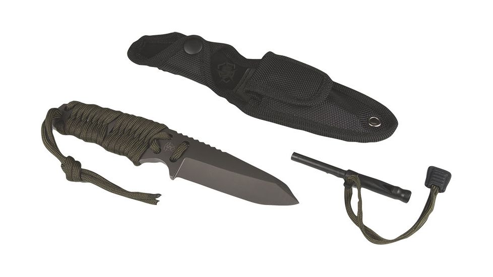 5IVE STAR GEAR T1 Survival Paracord Fixed Blade Knife,3.25in,Olive Drab Handle 5653000