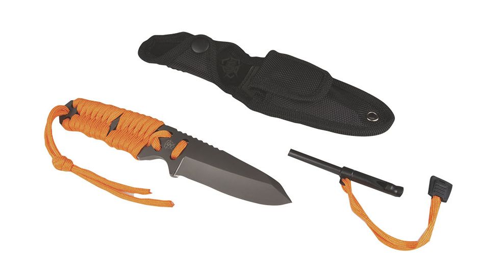 5IVE STAR GEAR T1 Survival Paracord Fixed Blade Knife,3.25in,Orange Handle 5654000