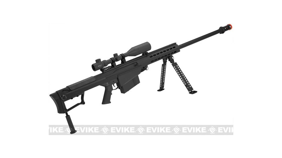 6mmProShop Barrett Licensed M107A1 Gen2 Long Range Airsoft AEG Sniper Rifle, 29in Barrel, Black, SW-013-BK
