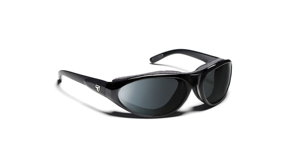 7 Eye Air Shield Sunglasses Cyclone,SharpView Polarized Gray Lens,Glossy Black,S-L 200553