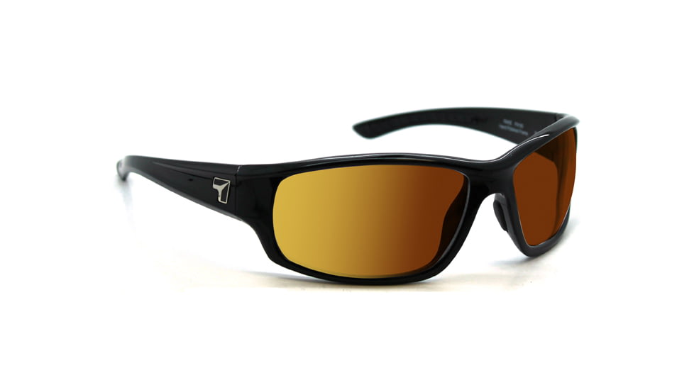 7 Eye Signature Series Rake Sunglasses,ColorAmp Copper Lens,Glossy Black Frame,M-XL 910526