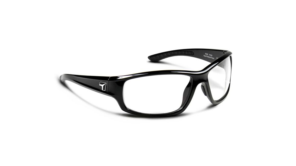 7 Eye Signature Series Rake Sunglasses,SharpView Clear Lens,Glossy Black Frame,M-XL 910540