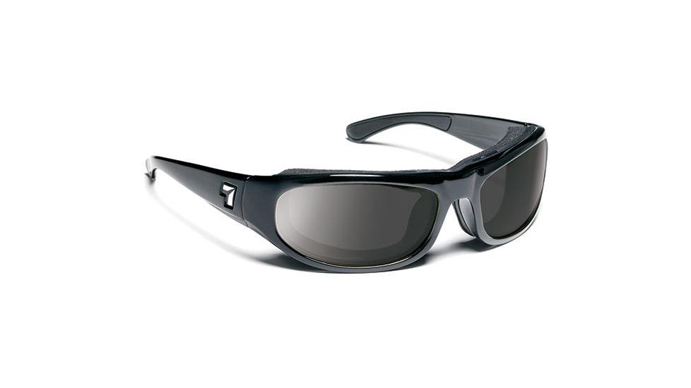 7 Eye 7eye Air Shield Sunglasses Whirlwind, Sharp View Clear PC Lens, Glossy Black Frame, L , Men 120540