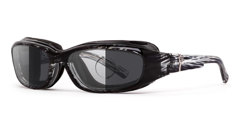 7Eye by Panoptix AirShield Sierra Sunglasses, RX Ready, Black Stripe Tortoise Frame, Photochromic Day/Night Eclypse Lens, S-L 346117