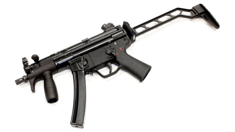 A3 Industries Modular Vertical Foregrip For HK MP5-K, 100 Degree, w/ Hand-Stop And 2.75In HK Grooved Aluminum Grip, Black, VFG-161