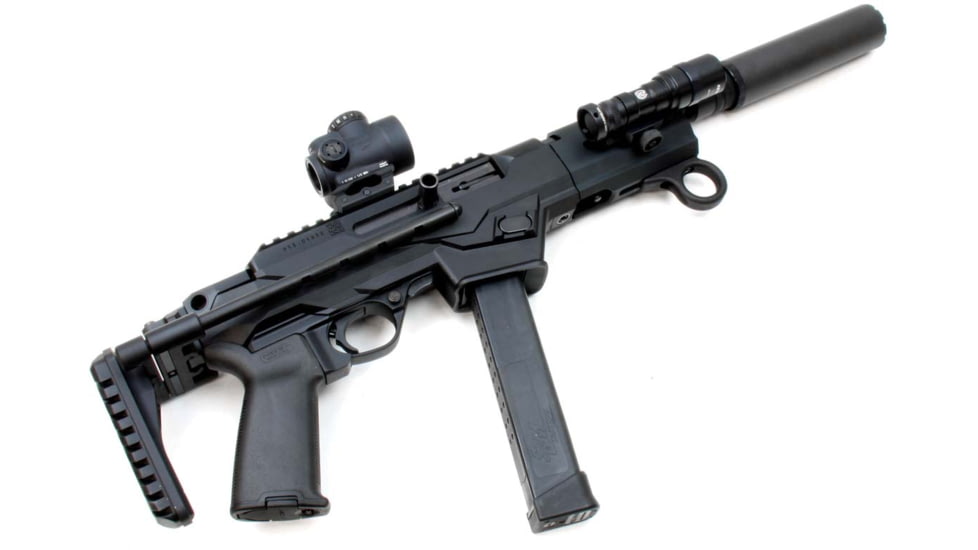 A3 Industries Universal Picatinny Mount - Modular Telescoping Stock w/Rubber Buttpad, Black, 7.00in, MTS-PIC-7.00-BP2