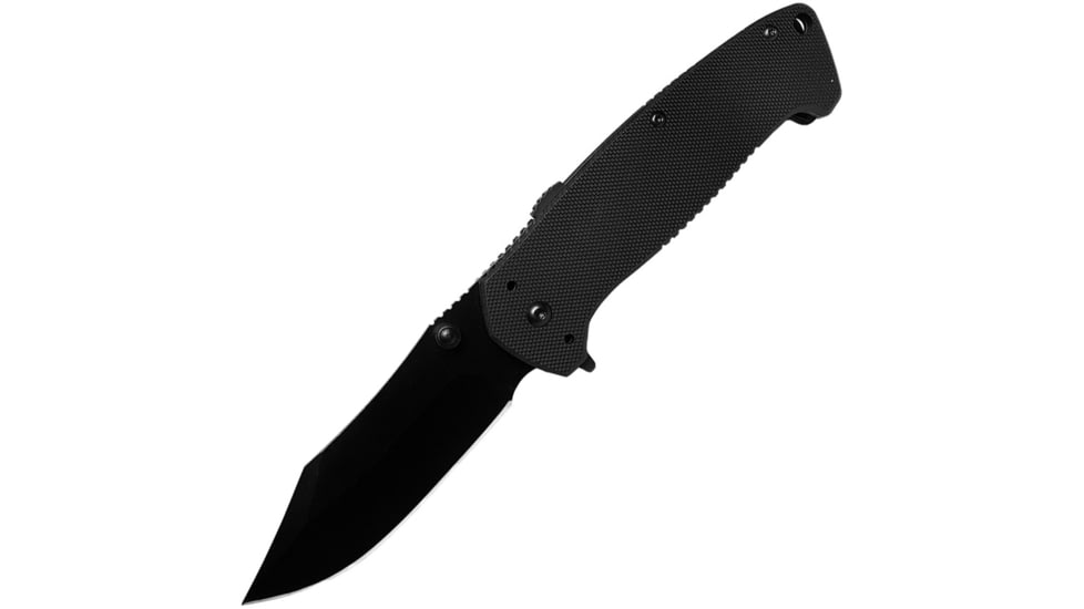 ABKT Tac Night Tracer Linerlock A/O Folding Knife, 3.5 black finish stainless blade, Black G10 handle, AB060