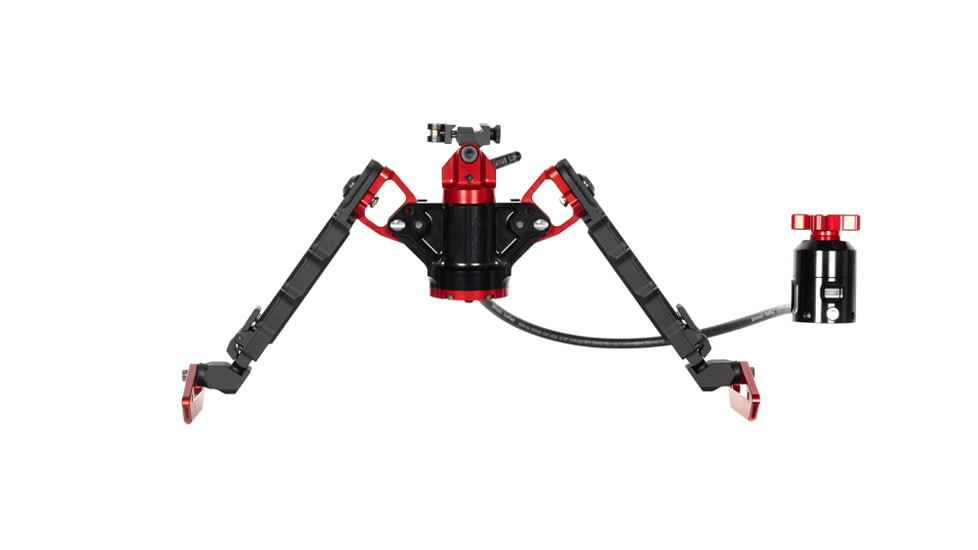 ACCU-TAC Hyb-500 Hydro Bipod, Picatinny, Cants, Remote Vert Adjust, Black/Red, Large, HYB-0500