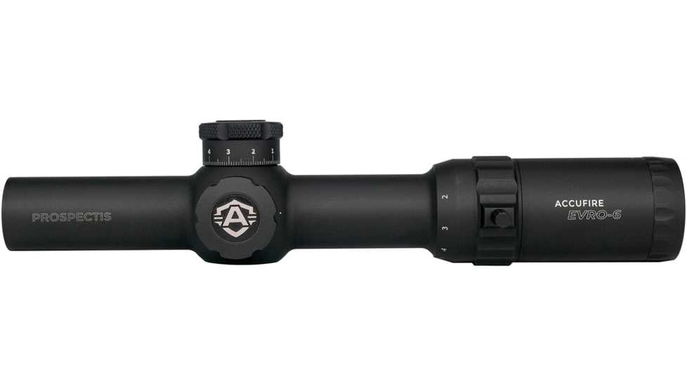 Accufire Technology Prospectis EVRO-6 Rifle Scope, 1-6x24mm, 30mm Tube, Second Focal Plane, CQB-BDC W/ Fastt-3 Reticle, Black, ACC-PE6-2020G1