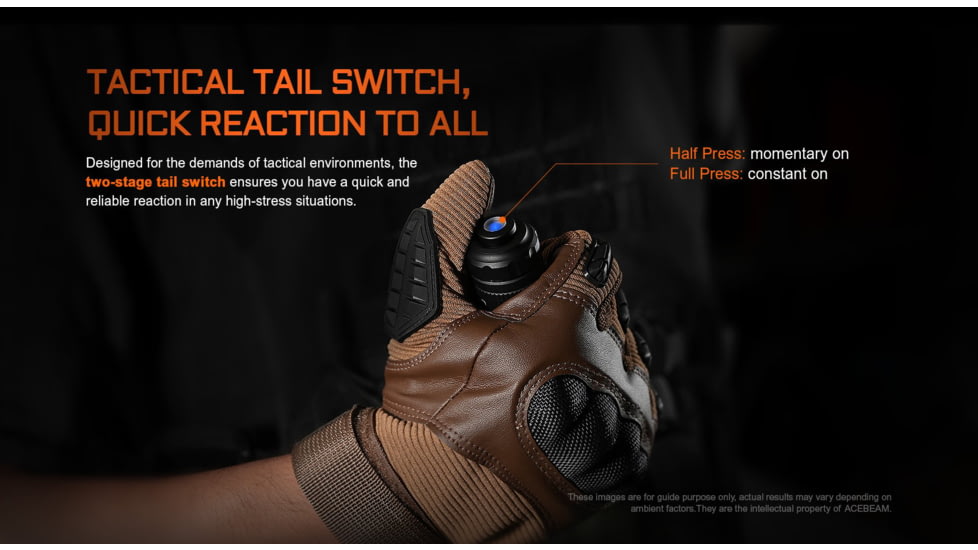 Acebeam T37 Tactical 21700 USB-C Rechargeable Battery 4000 Lumens LED Flashlight, Black, T37 Black