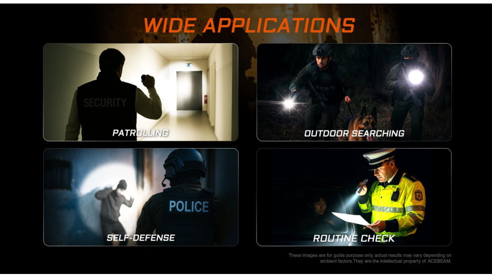 Acebeam T37 Tactical 21700 USB-C Rechargeable Battery 4000 Lumens LED Flashlight, Black, T37 Black