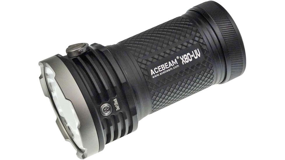 Acebeam X80 UV 4 x 18650 4 x CREE XH50.2/ 16 x Nichia 276A LED Flashlight, 10000 Lumens, 365nm UV Output, Black, X80-UV