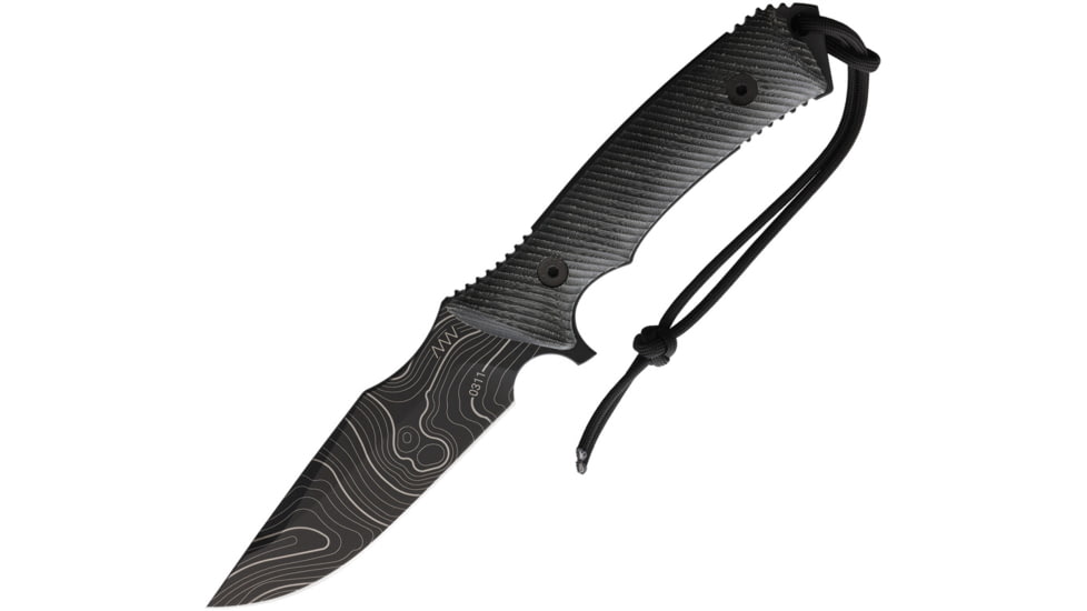 Acta Non Verba Knives M311 Spelter Tactical Knife, 4.75 black DLC coated Elmax steel blade, Black sculpted micarta handle, ANVM311-004