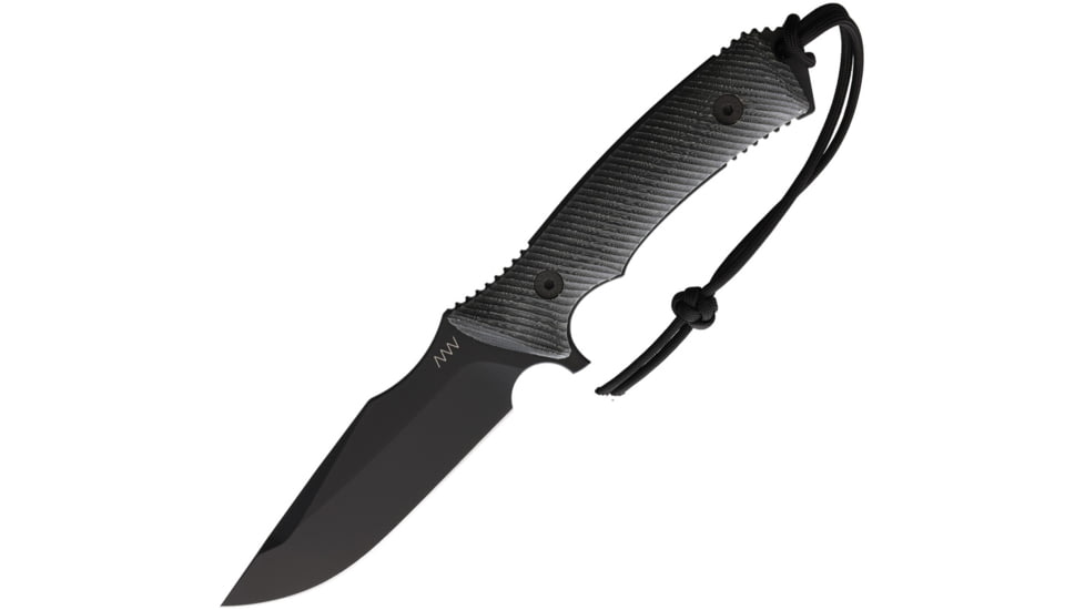 Acta Non Verba Knives M311 Spelter Tactical Knife, 5.25 black DLC coated Elmax steel blade, Black sculpted micarta handle, ANVM311-003
