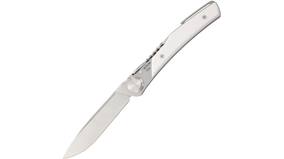 Actilam T3 Corian Folder Knife W/ Clip, White ACTT3CC
