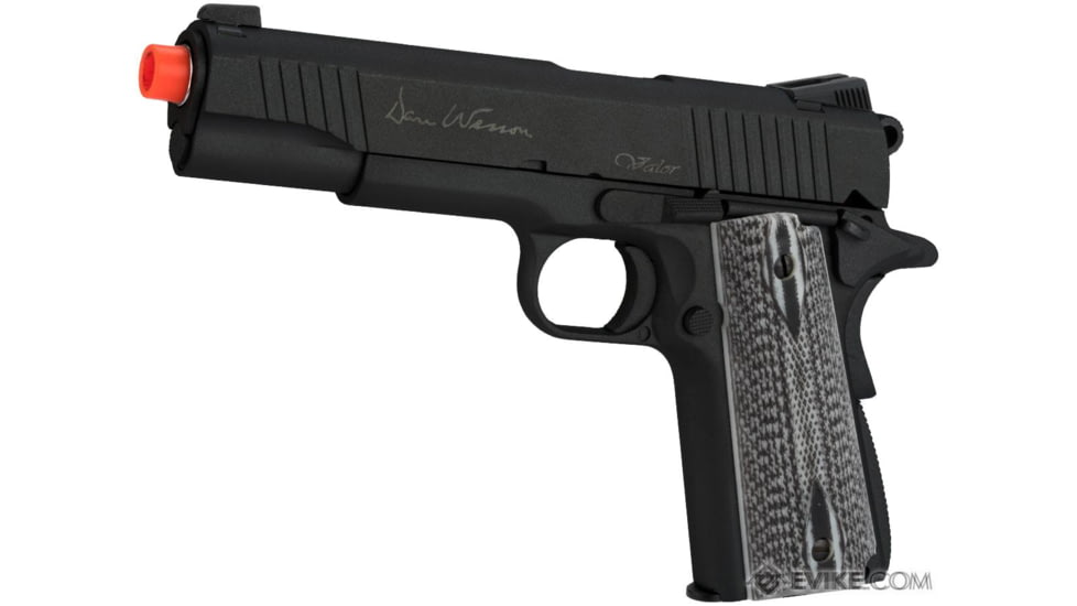 Action Sport Games Dan Wesson Licensed Full Metal 1911 Evike Exclusive VALOR Custom CO2 Powered Airsoft Gas Blowback Pistol, Black, 50304