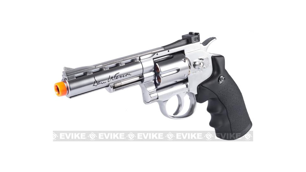 Action Sport Games Licensed Dan Wesson WG CO2 Full Metal High Power Airsoft 6mm Magnum Gas Revolver, Length 4in, Silver/Black, 50034