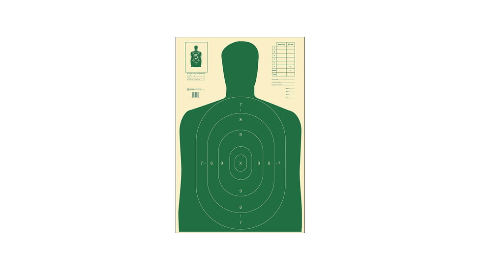 Action Target B-27E Economy Silhouette Target, Pack of 100, Green, B-27E GREEN