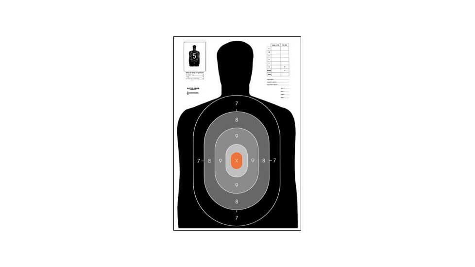 Action Target B-27E PROS Target, 100 Pack, Black/Grey/Orange B-27E PROS-100