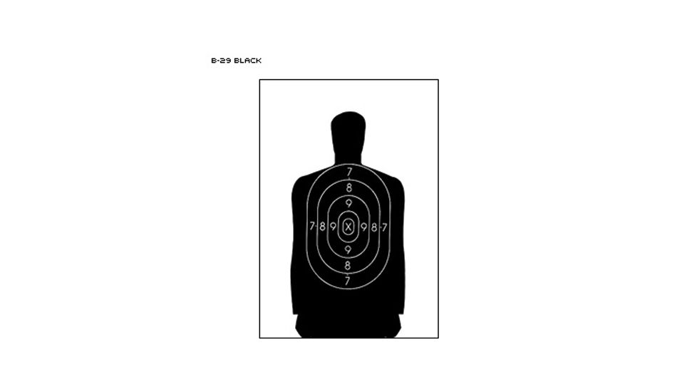 Action Target B-29 50 Foot Reduction Of B-27 Police Silhouette 100 Per Case, Black, 11.5in x 22in, B-29-100