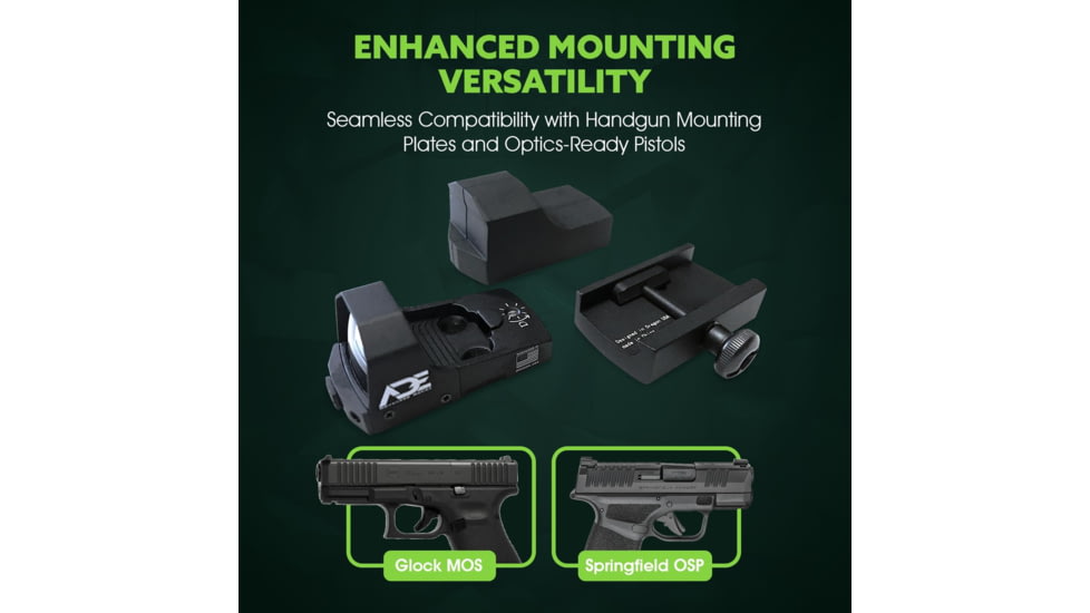 ADE Advanced Optics RD3-006 1x Reflex Green Dot Sight w/Ruger Security 9 Optic Mount Plate