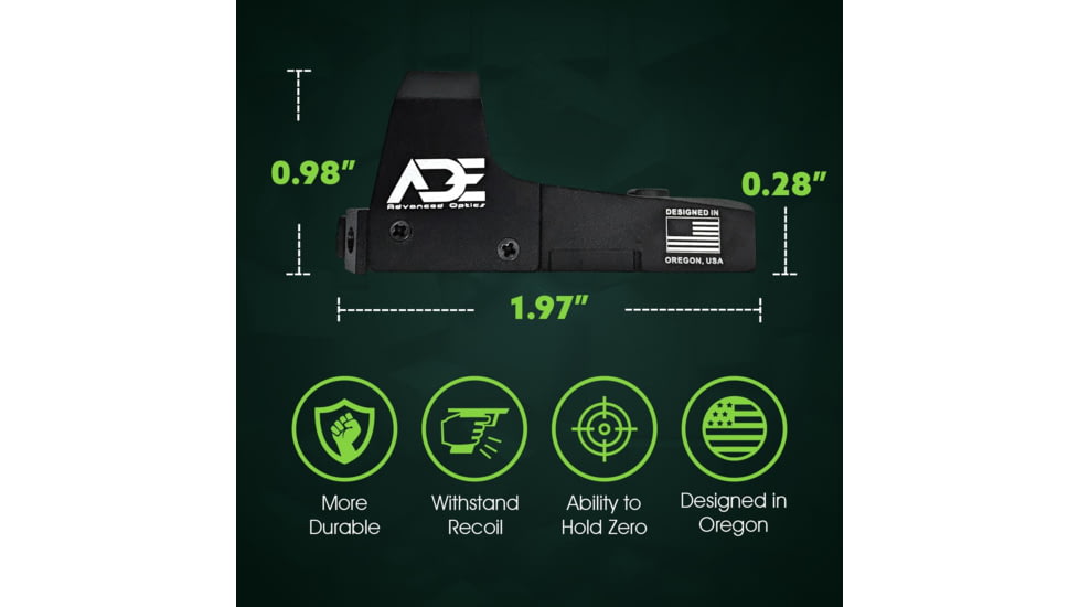 ADE Advanced Optics RD3-006 1x Reflex Green Dot Sight w/Ruger Security 9 Optic Mount Plate