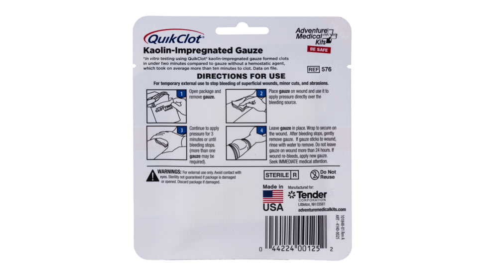 Adventure Medical Kits QuikClot Gauze, 3 x 2in, 5020-0025