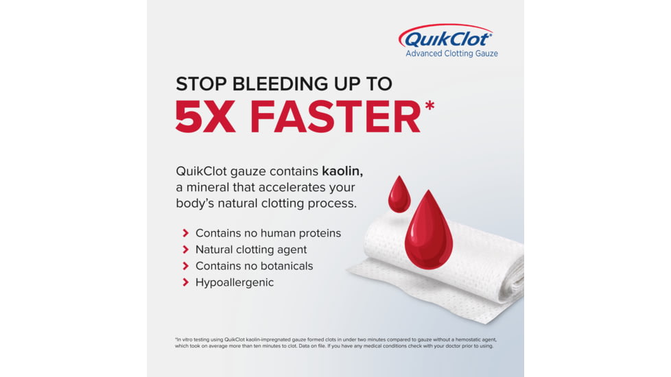 Adventure Medical Kits QuikClot Gauze, 3 x 2in, 5020-0025