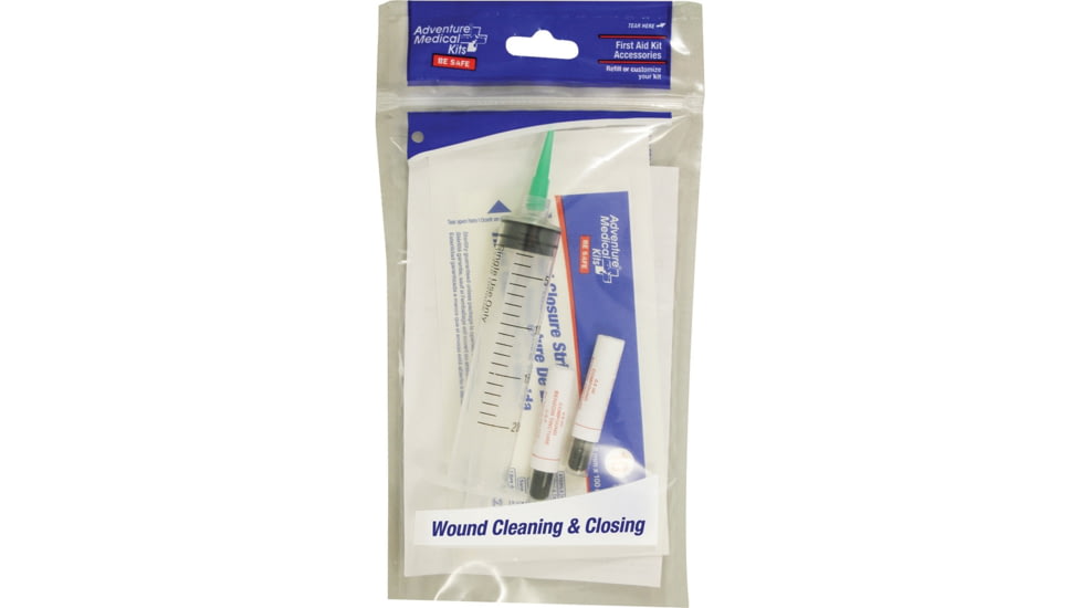 Adventure Medical Kits Wound Cleaning and Closing Medical Kit - Wound Irrigation Tool 20Cc With 18 Gauge Tip, Tincture Of Benzoin Topical Adhesive-Vial, 1/4in X 4in Wound Closure Strips, 0155-0282