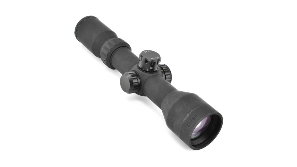 AIM Sports Compact Rubberized 3-9x42mm Medium Range Tactical Scope w/ Rangefinder Reticle JXPFER3942G