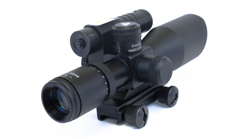 EDEMO AIM Sports Inc 2.5-10X40 Dual Illuminated Rifle Scope w/ Green Laser, Black, Medium, Green Laser/Mil-Dot JDNG251040G-N, EDEMO2