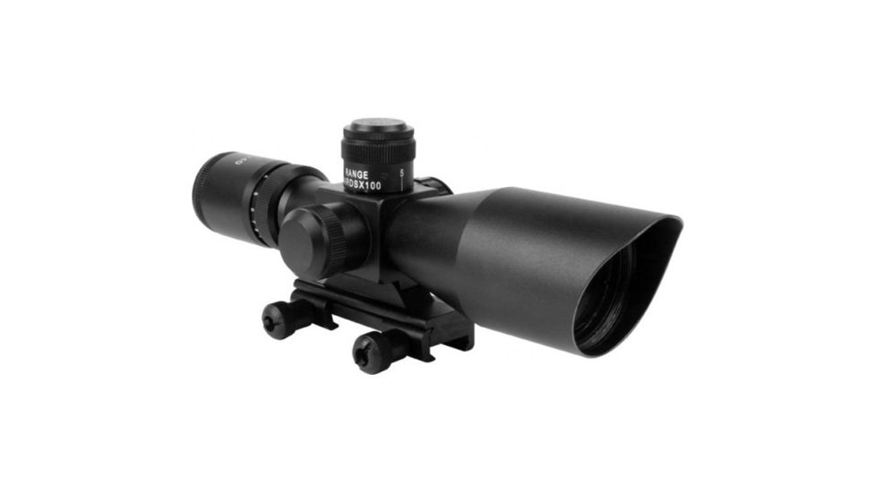 AIM Sports Inc 3-9X40 Dual Illuminated Rifle Scope w/ Cut Sunshade, Black, Medium, P4 Sniper JTSDP3940G-N