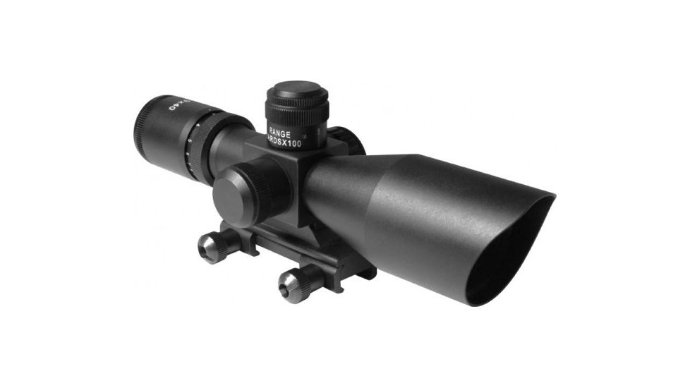 AIM Sports Inc 3-9x40 Dual Illuminated Scope w/Cut Sunshade/Mil-Dot Reticle/Picatinny Mount JTSDM3940G-N