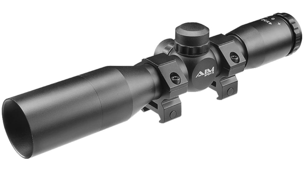 AIM Sports Inc 4X32 Compact Mil-Dot Scope W/Rings &amp; Sunshade, Black, Medium, JTM432B-S
