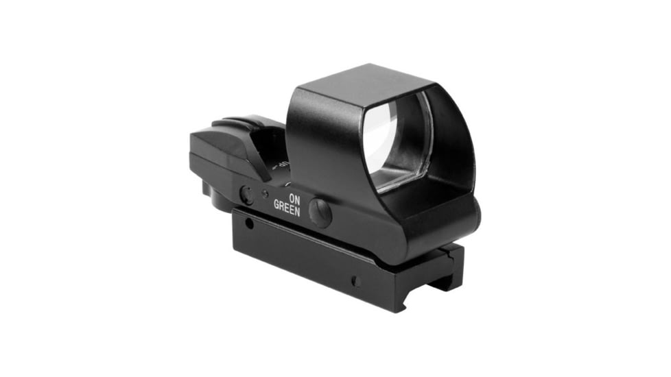 AIM Sports Inc Dual Illuminated Red Dot Sight w/ 4 Reticles, Black, Reflex Sight, Push Button On-Off Switch, Small RT4-05