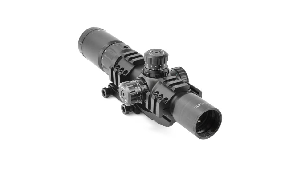 AIM Sports Inc Recon Series 1.5-4x30 Tri Illuminated CQB Scope w/ Locking Turrets/3/4 Circle Reticle JTHR1