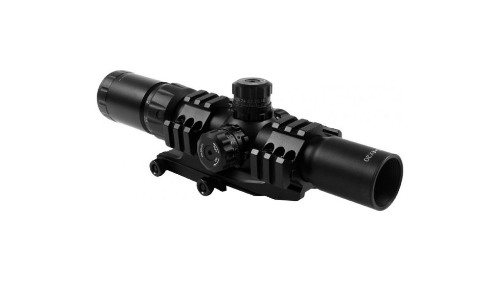 AIM Sports Inc Recon Series 1.5-4x30 Tri Illuminated CQB Scope w/ Locking Turrets/3/4 Circle Reticle JTHR1