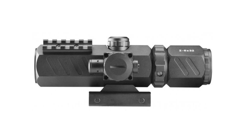 AIM Sports Inc Recon Series 2-6x32mm Scope w/ Red Laser and Mil-Dot Reticle JDSRMR2632B-N