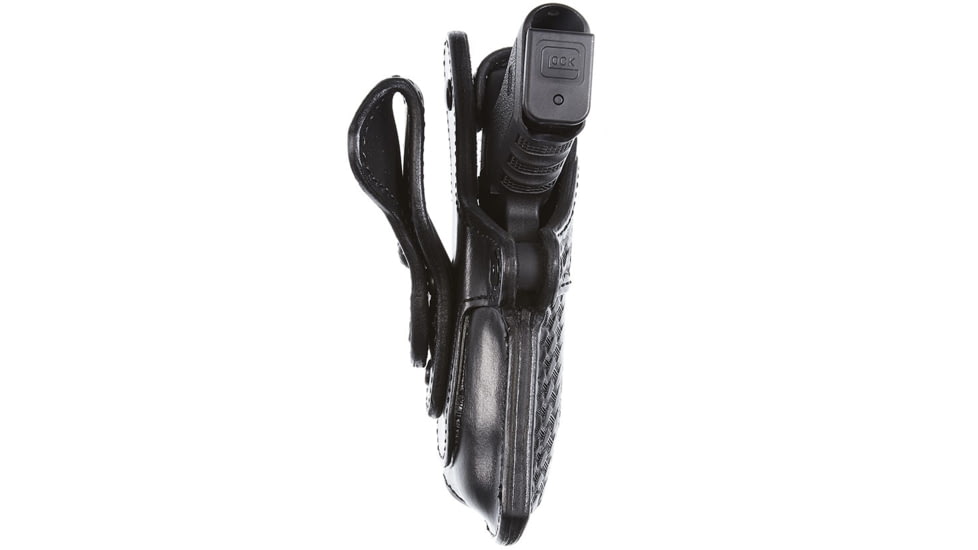Aker Leather Model 114 Nightguard Tactical Light Low Ride Duty Holster, Glock 17/19, Insight Technology M3/Streamlight TLR-1, Right, Basketweave, Black, H114BWR-GL17M3