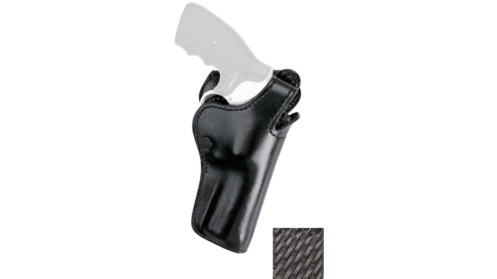 Aker Leather Model 123 Patrolman Revolver Duty Holster, Smith &amp; Wesson K-Frame Revolver 4in, Right, Basketweave, Black, H123BWR-MED4