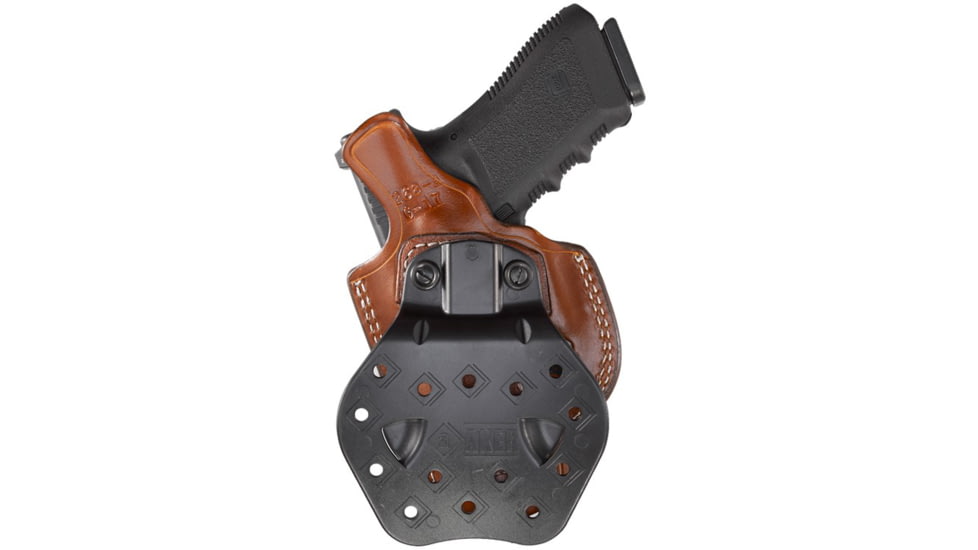 Aker Leather Model 268 Flatside Paddle XR17 Thumb Break Holster, Glock 17/Glock 22, Right, Plain, Tan, H268TPR-GL1722
