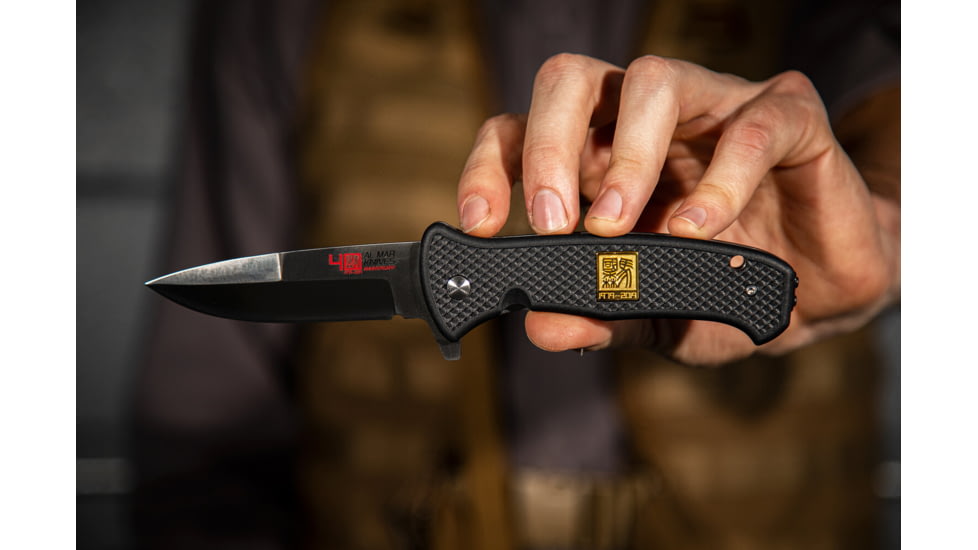 Al Mar Knives 40th Anniversary Collection S.E.R.E. 2020 Folding Knife, D2, 58HRC, Satin, 3.6 in, Traditional, Glass Nylon, Black, AMK9202