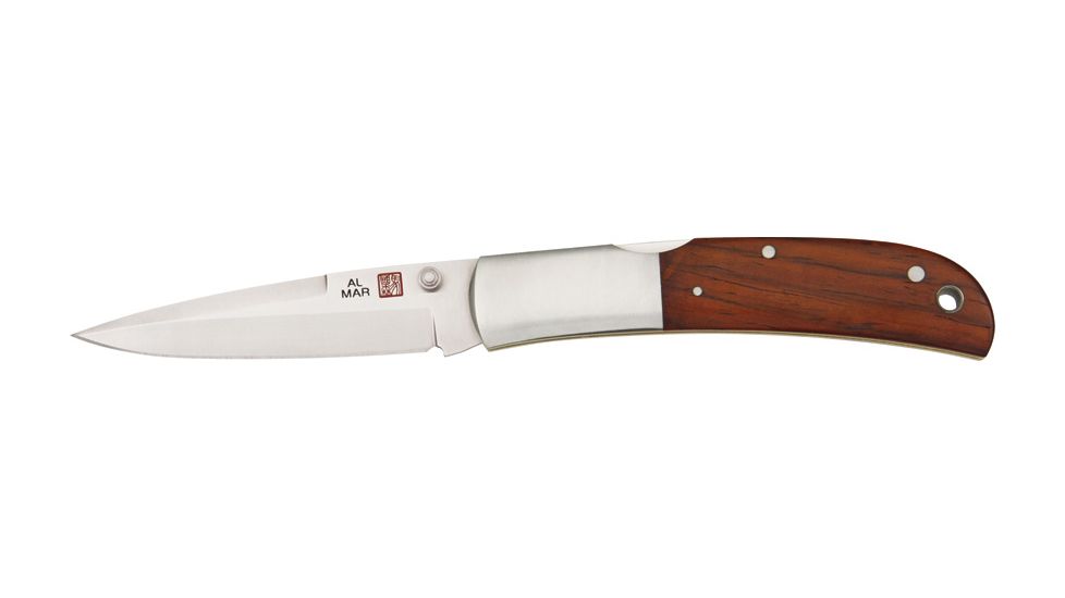 Al Mar Knives Falcon Brown Cocobolo Knife, Wood Handle, False edge blade. AM1003CT