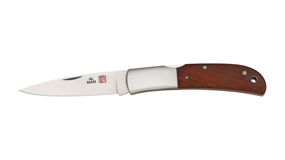 Al Mar Knives Falcon Brown Cocobolo Knife, Wood Handle, Thumb Stud AM1003C