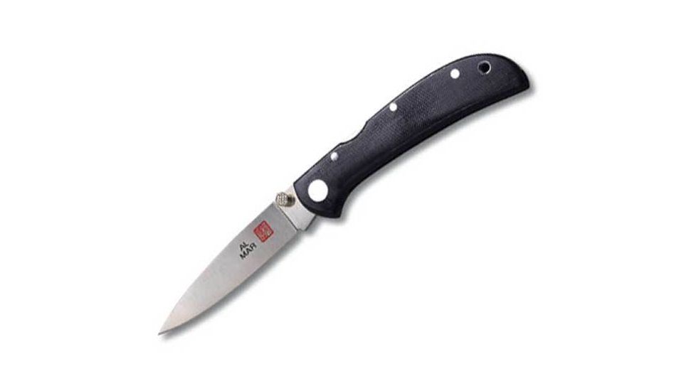 Al Mar Knives Falcon Ultralight,3 1/4 in.,Black Micarta, Satin, Plain Edge AL1003UBK2