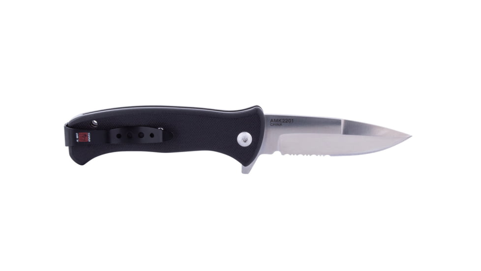 Al Mar Knives Mini S.E.R.E. 2020 G Series Folding Knife, Spring Assist, D2, 3 in, Combo, G10, Black, AMK2201