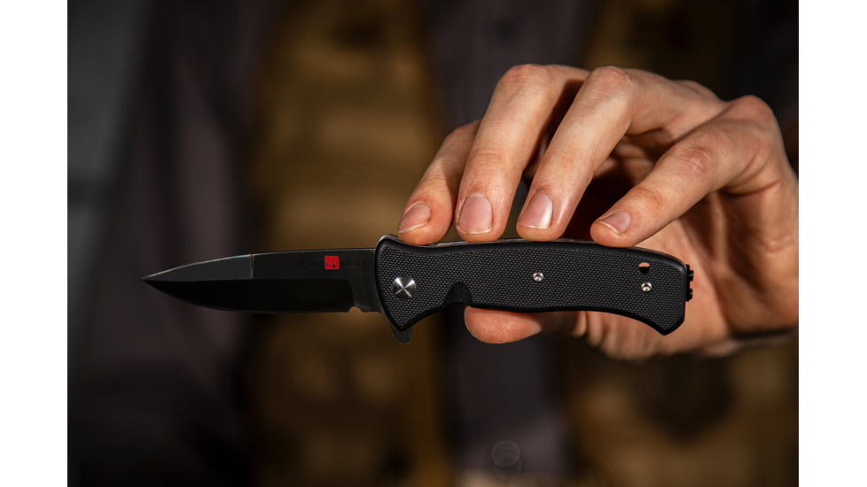 Al Mar Knives Mini S.E.R.E. 2020 G Series Folding Knife, Spring Assist, D2, 3 in, Traditional, G10, Black, AMK2200