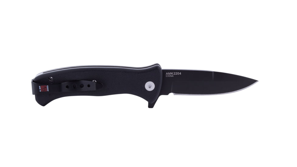 Al Mar Knives Mini S.E.R.E. 2020 Night G Series Folding Knife, Spring Assist, D2, 58HRC, Ti-Black, 3 in, Traditional, G10, Black, AMK2204