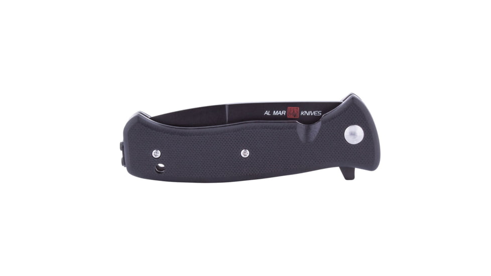 Al Mar Knives Mini S.E.R.E. 2020 Night G Series Folding Knife, Spring Assist, D2, 58HRC, Ti-Black, 3 in, Traditional, G10, Black, AMK2204