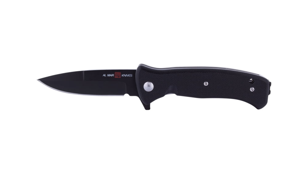 Al Mar Knives Mini S.E.R.E. 2020 Night G Series Folding Knife, Spring Assist, D2, 58HRC, Ti-Black, 3 in, Traditional, G10, Black, AMK2204
